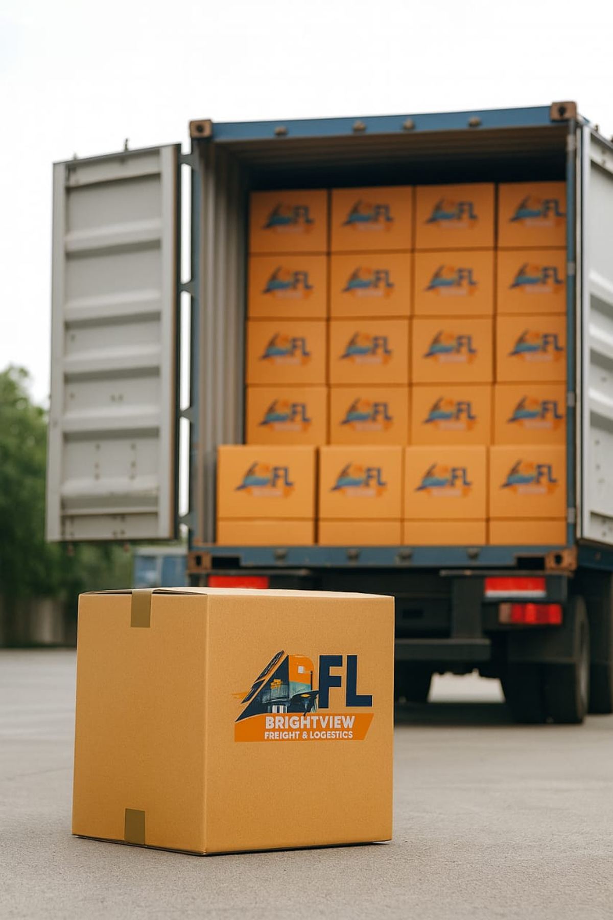 Brightview branded shipping box ready for courier and express delivery